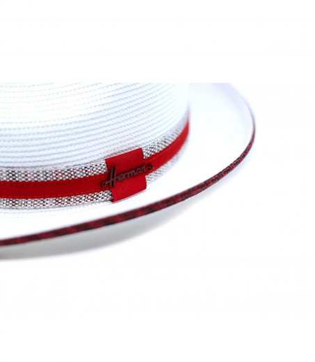 Herman Headwear sombrero blanco cinta rojo